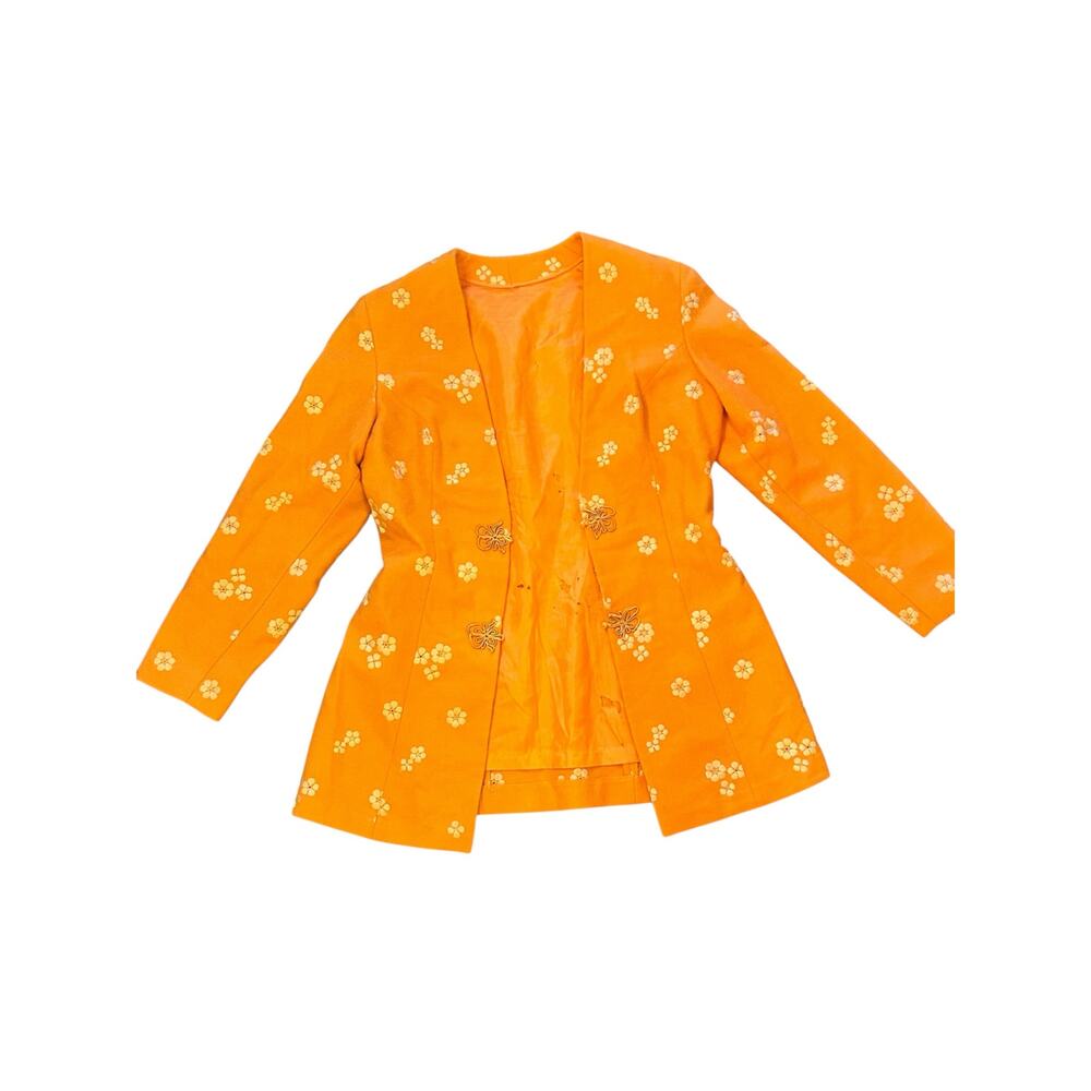 Vintage Women’s Chinoiserie Peach Blossom Brocade Jacket Size XS/S